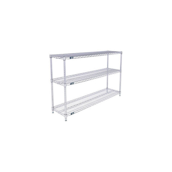 Nexel 3 Shelf Chrome Wire Shelving Unit Starter 54""W x 14""D x 34""H