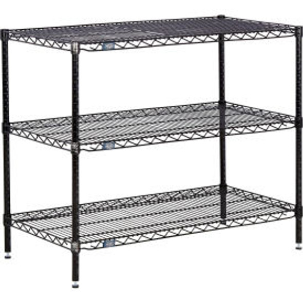 Nexel 3 Shelf Black Epoxy Wire Shelving Unit Starter 42""W x 24""D x 34""H