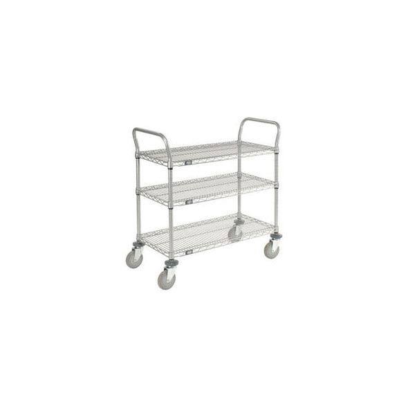 Nexel Utility Cart 3 Shelf Nexelate 30""W x 18""D x 39""H Poly Casters 4 Swivel