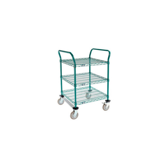 Nexel 3 Shelf Utility Cart Poly-Green24""W x 24""D x 39""H Poly Casters2 Rigid 2
