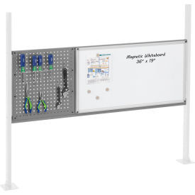 Global Industrial 18"" Pegboard & 36"" Whiteboard Panel Kit 60""W Gray