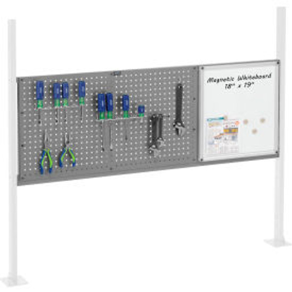 Global Industrial 36"" Pegboard & 18"" Whiteboard Panel Kit 60""W Gray