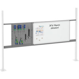 Global Industrial 18"" Pegboard & 36"" Whiteboard Panel Kit 72""W Gray