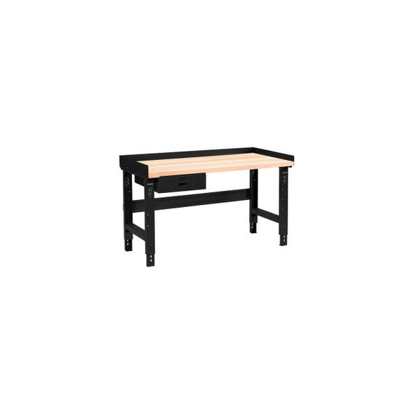 Global Industrial 48 x 30 Adj Height Workbench w/Drawer Black- Maple Square Edge