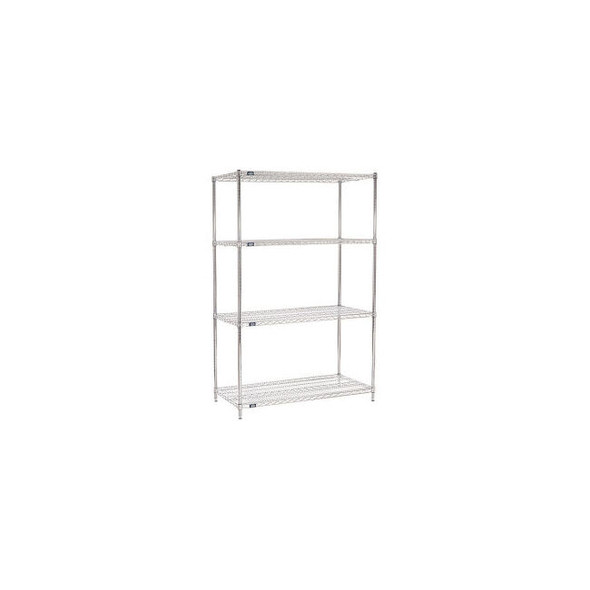 Nexel 4 Shelf Chrome ESD Wire Shelving Unit Starter 72""W x 14""D x 54""H
