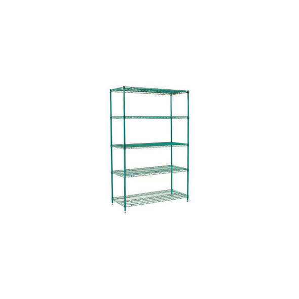 Nexel 5 Shelf Poly-Green Wire Shelving Unit Starter 30""W x 24""D x 63""H