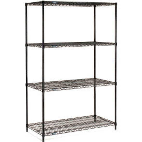Nexel 4 Shelf Black Epoxy Wire Shelving Unit Starter 54""W x 24""D x 54""H