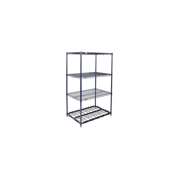 Nexel 4 Shelf Nexelon Blue Wire Shelving Unit Starter 1 HD Shelf 30""W x 24""D x