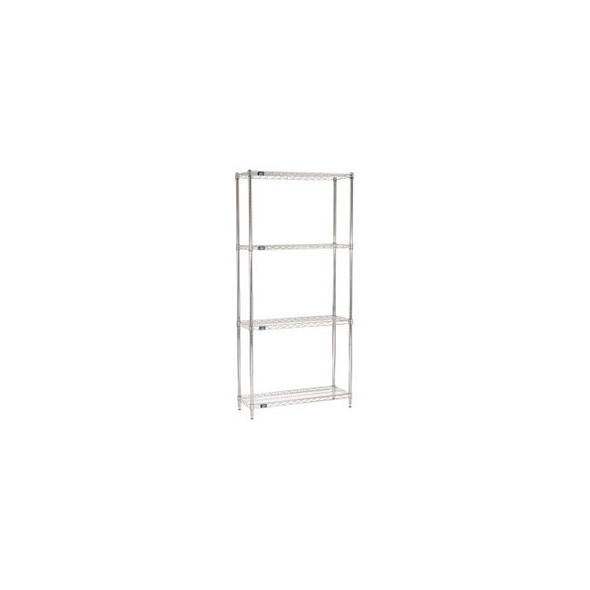 Nexel 4 Shelf Chrome Wire Shelving Unit Starter 36""W x 12""D x 86""H