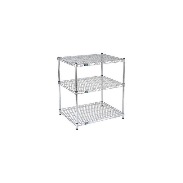 Nexel 3 Shelf Chrome ESD Wire Shelving Unit Starter 60""W x 24""D x 34""H