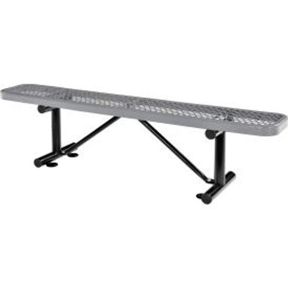 Global Industrial 6' Outdoor Steel Flat Bench Expanded Metal Gray