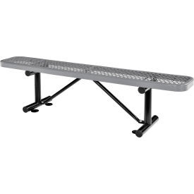 Global Industrial 6' Outdoor Steel Flat Bench Expanded Metal Gray