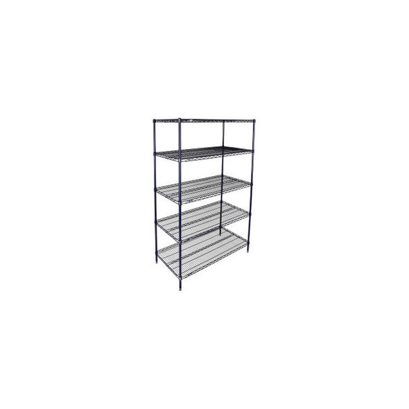 Nexel 5 Shelf Nexelon Blue Wire Shelving Unit Starter 24""W x 21""D x 63""H
