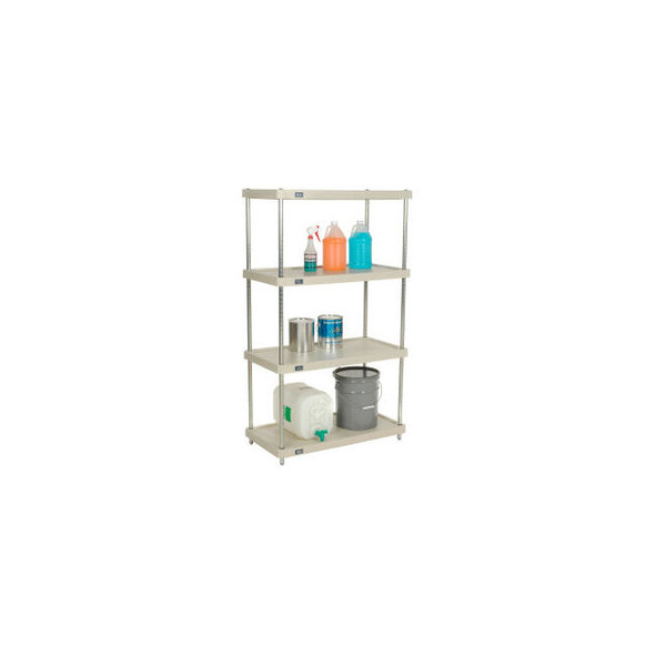 Nexel 4 Shelf Solid Plastic Shelving Unit Chrome Posts 36""W x 18""D x 74""H