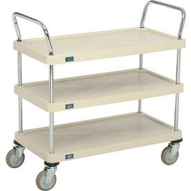 Nexel 3 Shelf Utility Cart Solid Plastic 36""Wx18""Dx39""H Poly Casters4 Swivel