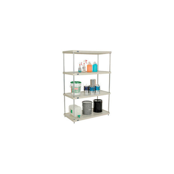 Nexel 4 Shelf Solid Plastic Shelving Unit Chrome Posts 48""W x 24""D x 74""H