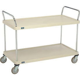 Nexel 2 Shelf Utility Cart Solid Plastic 48""Wx24""Dx39""H Poly Casters4 Swivel