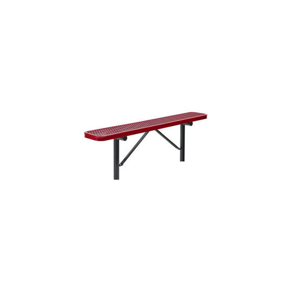 Global Industrial 6' Outdoor Steel Flat Bench Expanded Metal In Ground Mount Red