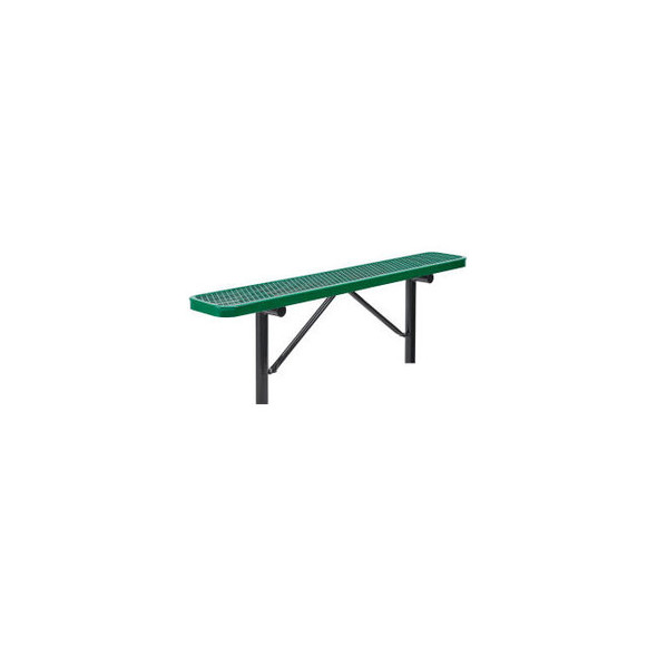 Global Industrial 6' Outdoor Steel Flat Bench Expanded Metal In Ground Mount Gre