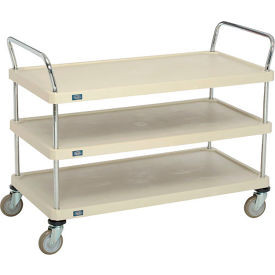 Nexel 3 Shelf Utility Cart Solid Plastic 48""Wx24""Dx39""H Poly Casters4 Swivel