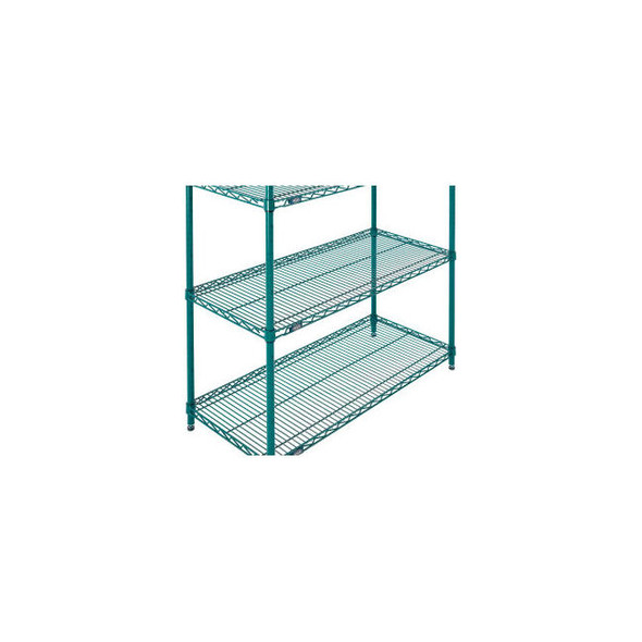 Nexel 4 Shelf Poly-Green Wire Shelving Unit Starter 42""W x 14""D x 63""H