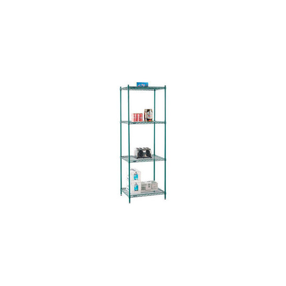 Nexel 4 Shelf Poly-Green Wire Shelving Unit Starter 30""W x 21""D x 86""H