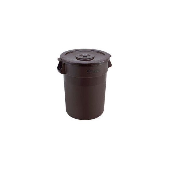 Global Industrial Plastic Trash Can with Lid - 32 Gallon Brown