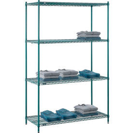 Nexel 4 Shelf Poly-Green Wire Shelving Unit Starter 54""W x 21""D x 86""H