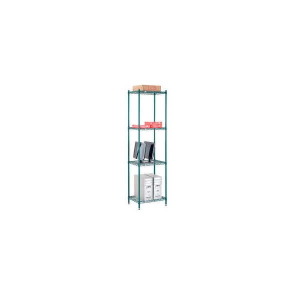 Nexel 4 Shelf Poly-Green Wire Shelving Unit Starter 24""W x 14""D x 86""H