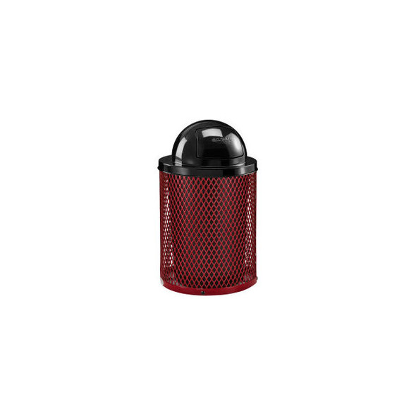 Global Industrial Outdoor Diamond Steel Trash Can With Dome Lid 36 Gallon Red