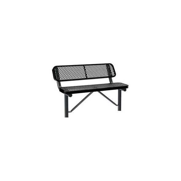 Global Industrial 4' Outdoor Steel Bench w/ Backrest Expanded Metal In Ground Mo