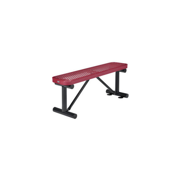 Global Industrial 4' Outdoor Steel Flat Bench Expanded Metal Red