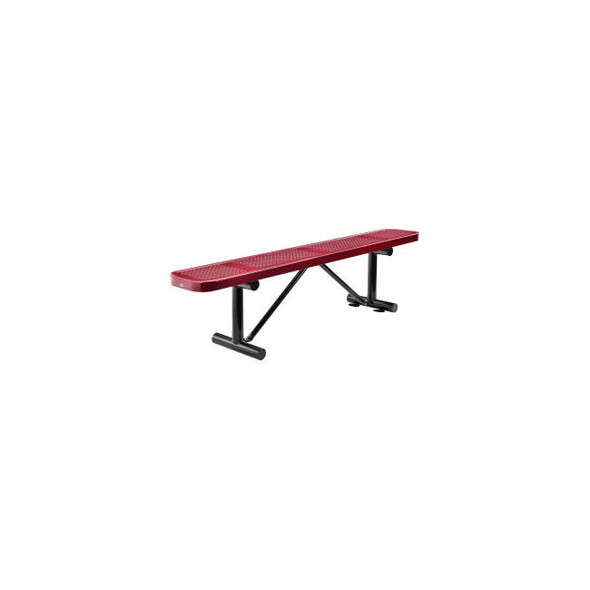 Global Industrial 6' Outdoor Steel Flat Bench Perforated Metal Red