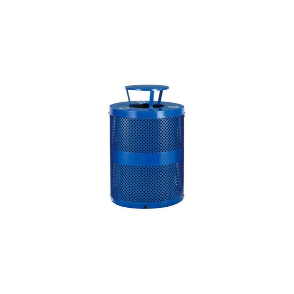 Global Industrial Outdoor Perforated Steel Recycling Can w/Rain Bonnet Lid 36 Ga