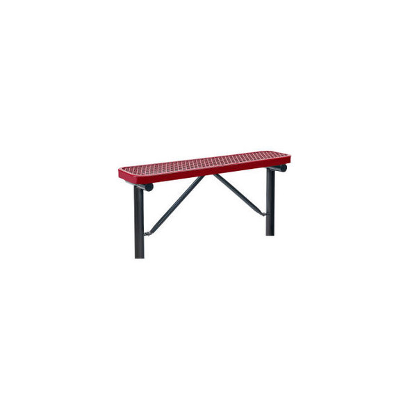 Global Industrial 4' Outdoor Steel Flat Bench Expanded Metal In Ground Mount Red