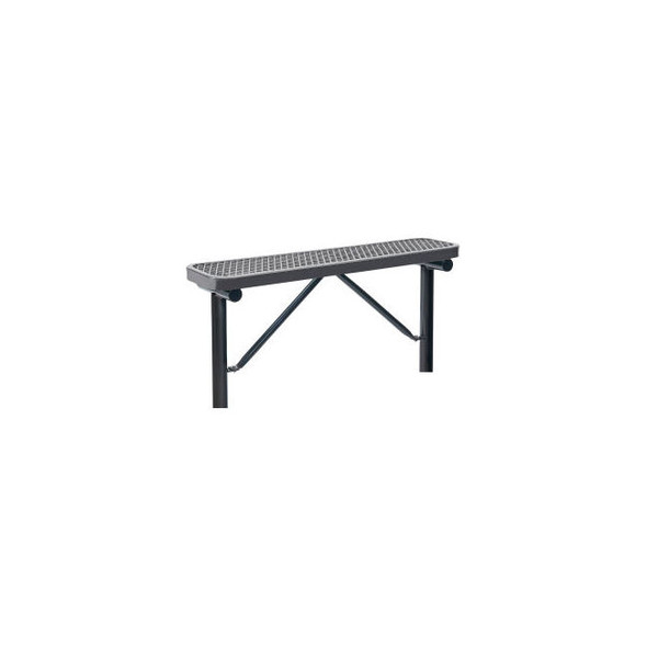 Global Industrial 4' Outdoor Steel Flat Bench Expanded Metal In Ground Mount Gra