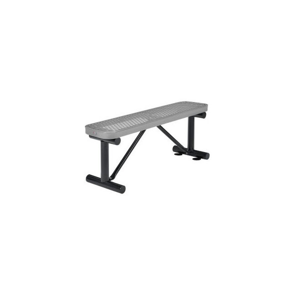 Global Industrial 4' Outdoor Steel Flat Bench Expanded Metal Gray