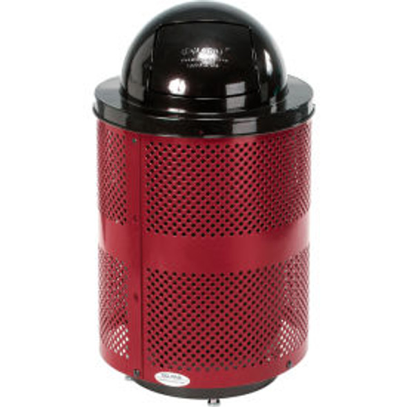 Global Industrial Outdoor Perforated Steel Trash Can With Dome Lid & Base 36 Gal