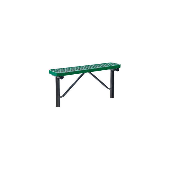 Global Industrial 4' Outdoor Steel Flat Bench Expanded Metal In Ground Mount Gre