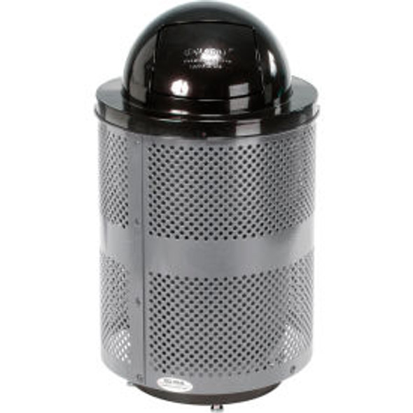 Global Industrial Outdoor Perforated Steel Trash Can With Dome Lid & Base 36 Gal