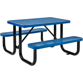 Global Industrial 4' Rectangular Picnic Table Expanded Metal Blue