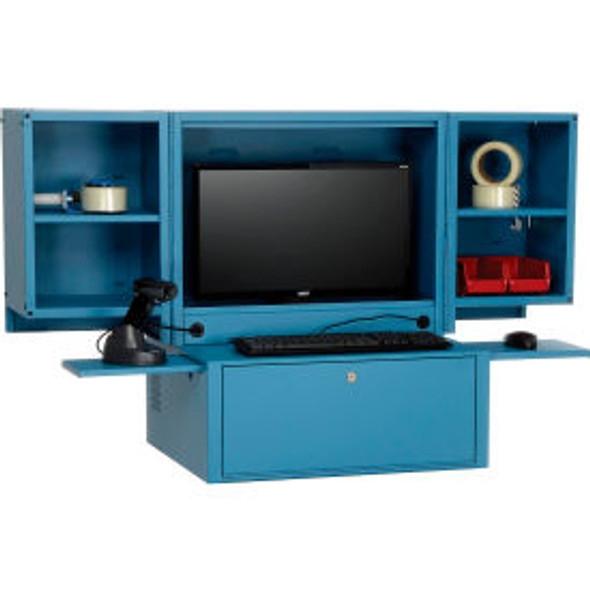 Global Industrial Countertop Fold-Out Computer Cabinet Blue Global Industrial Countertop Fold-Out Computer Cabinet Blue