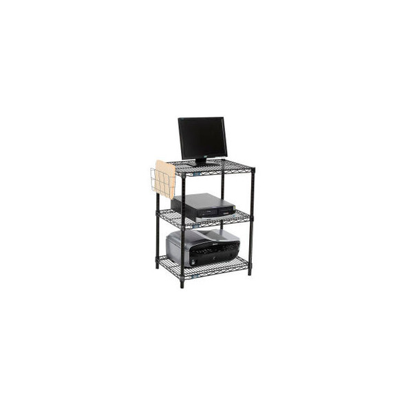 Nexel 3-Shelf Black Wire Shelf Printer Stand with Document Holder 24""W x 18""D