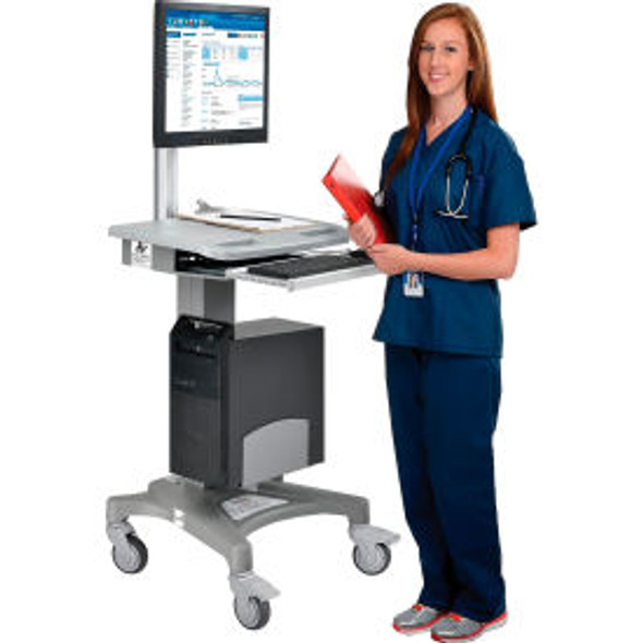 Global Industrial Mobile Standing Computer Workstation Gray