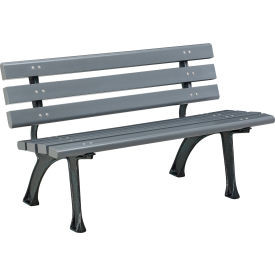 Global Industrial 4' Park Bench w/ Backrest Gray