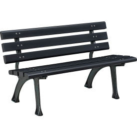 Global Industrial 4' Park Bench w/ Backrest Black
