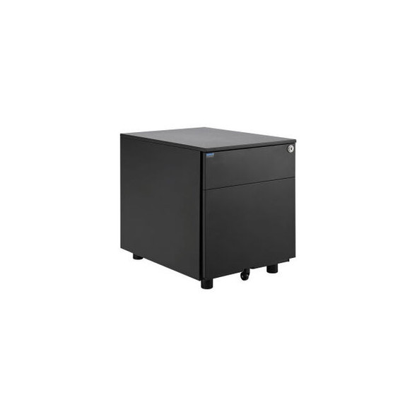 Interion Low Height 2 Drawer Pedestal 15-1/2""W x 2-1/2""D x 19""H Black