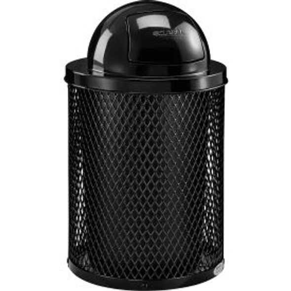 Global Industrial Outdoor Steel Diamond Trash Can With Dome Lid 36 Gallon Black