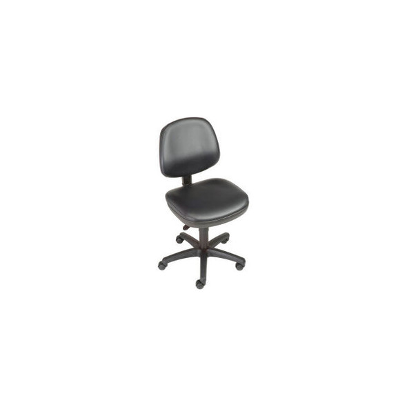 Interion Task Stool With Adjustable Arms & Mid Back Vinyl Black