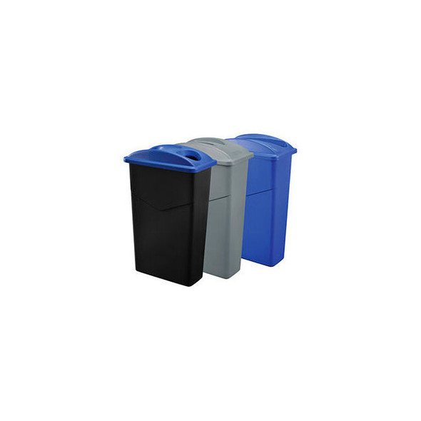 Global Industrial Recycling System For Paper/Bottles & Cans 69 Gallon Gray/Blue/